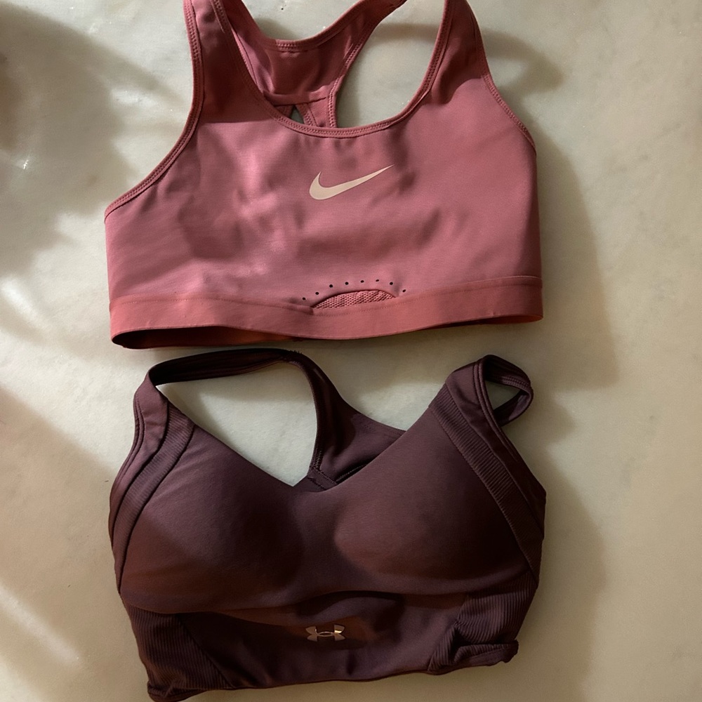 nike and underarmor sports bras used once in perfect condition